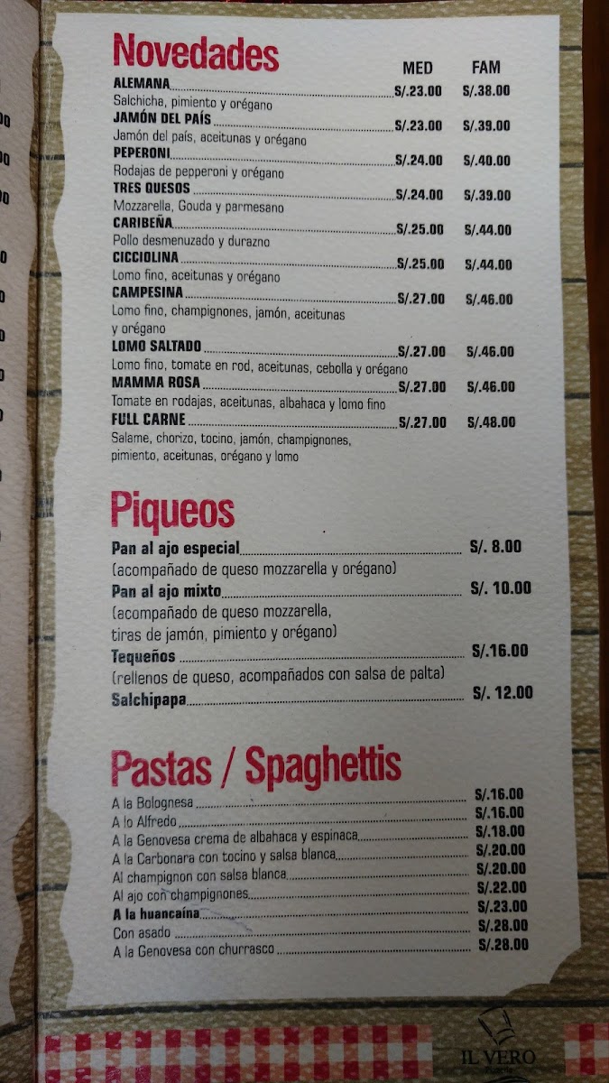 Menu Il Vero Pizzería-2