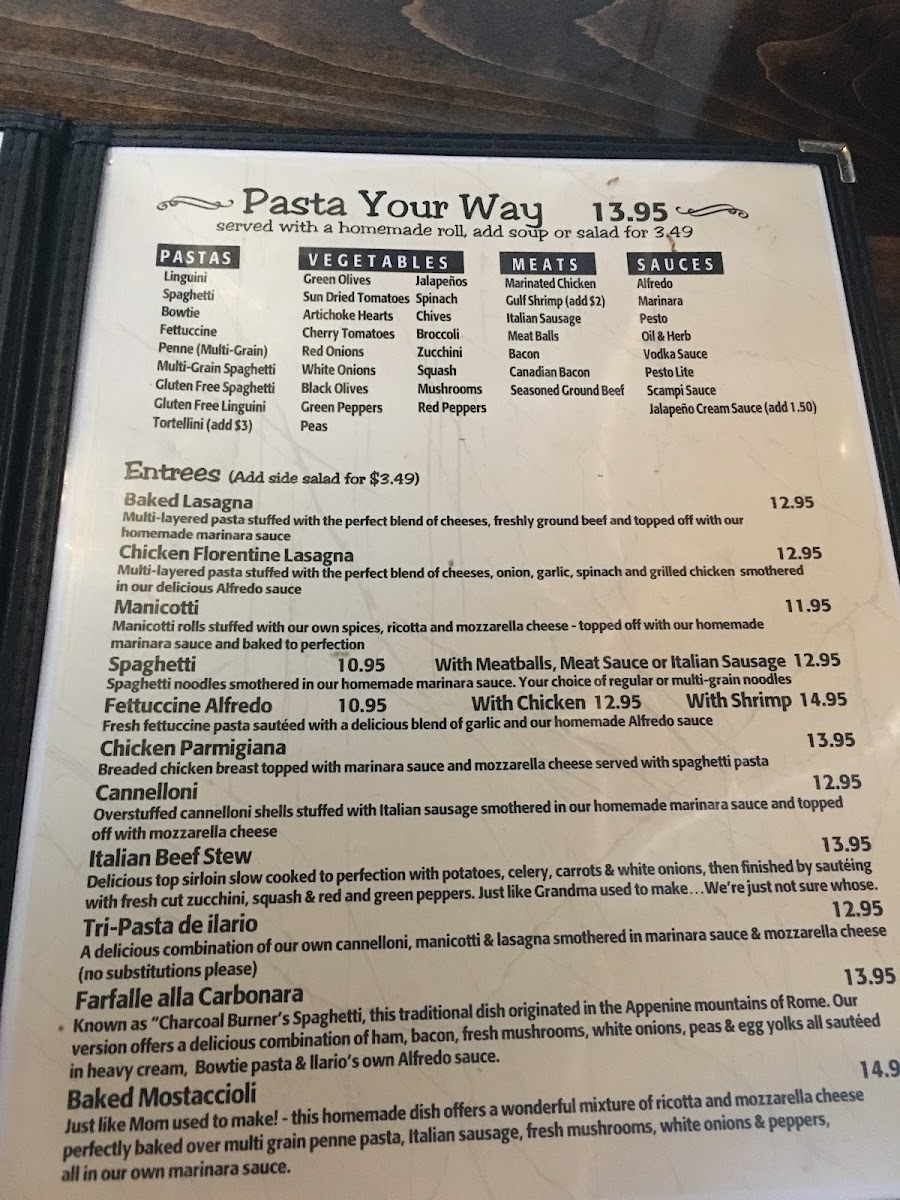 Menu Ilario's Italian Cuisine And Catering-10