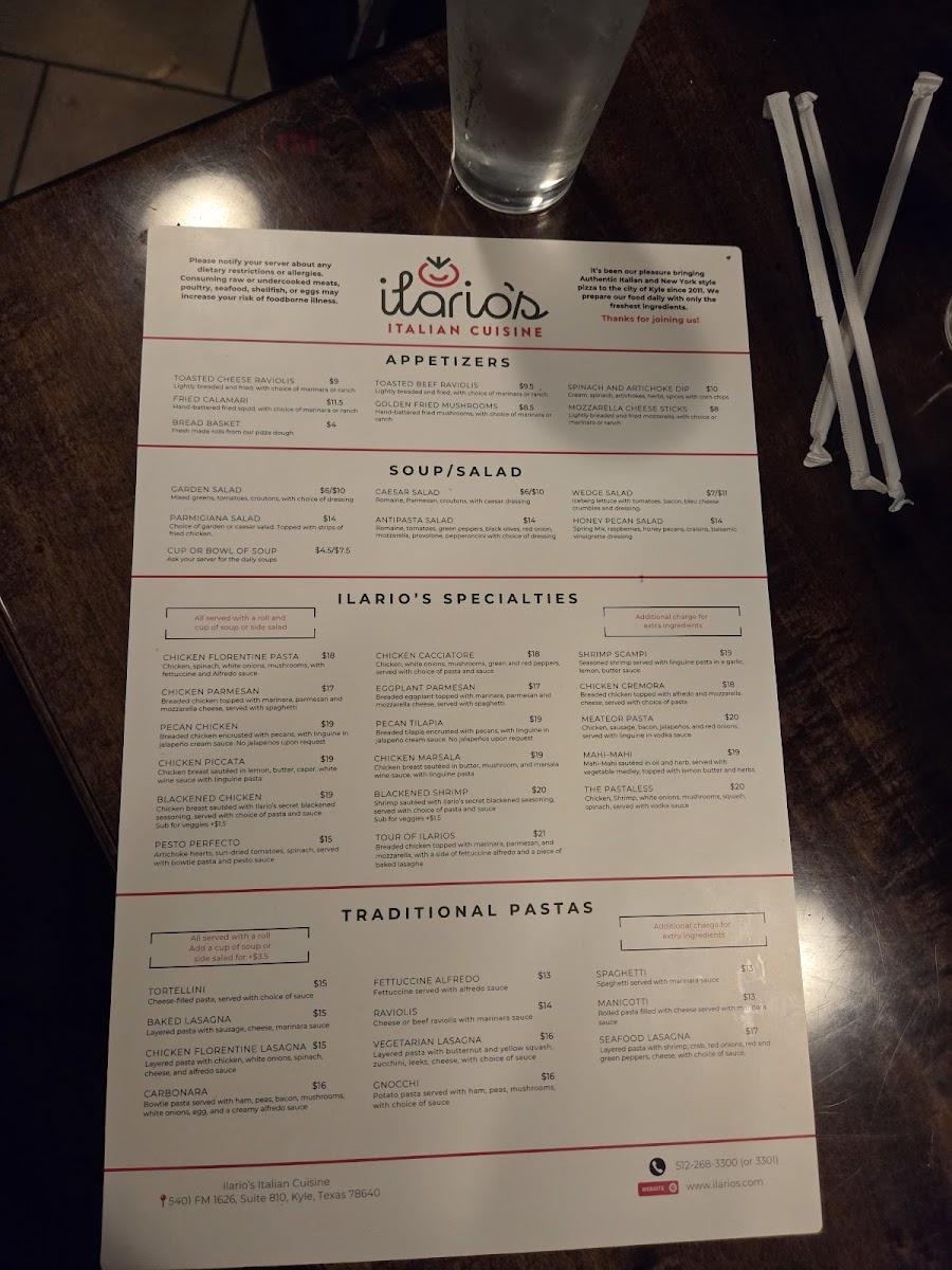 Menu Ilario's Italian Cuisine And Catering-2