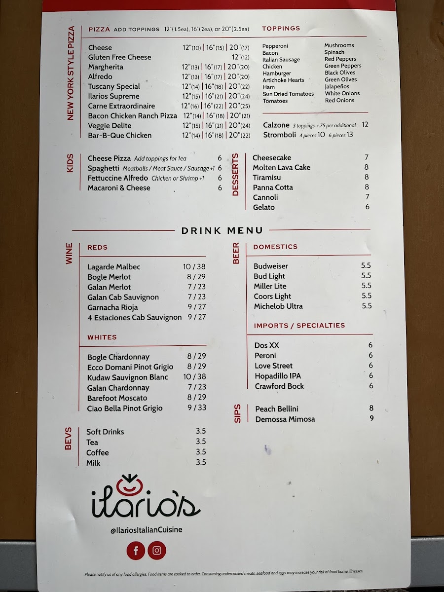 Menu Ilario's Italian Cuisine And Catering-4