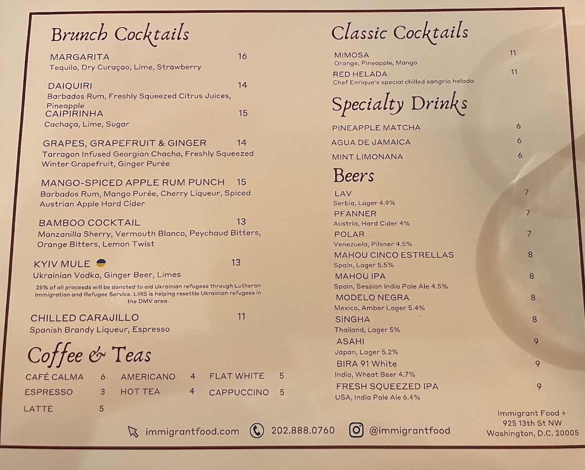 Menu Immigrant Food At Planet Word-10