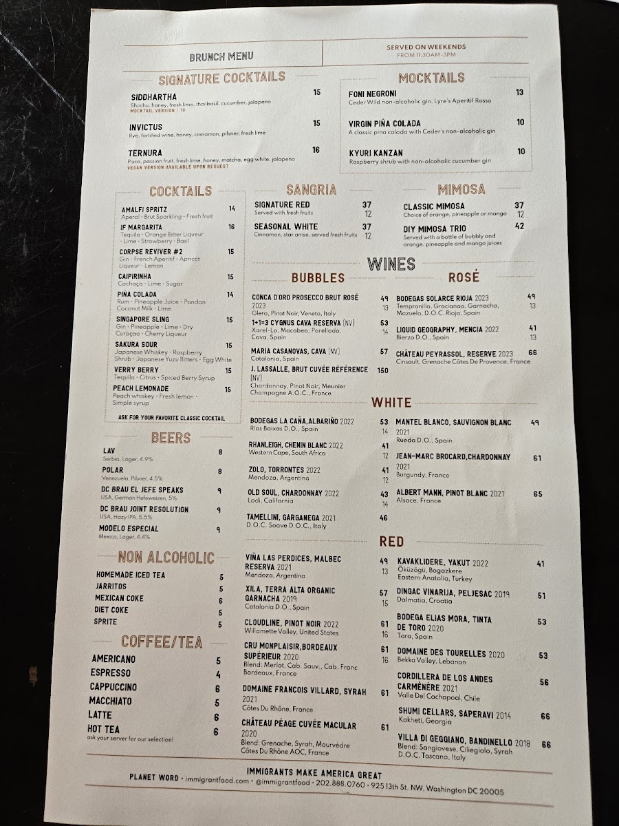 Menu Immigrant Food At Planet Word-2