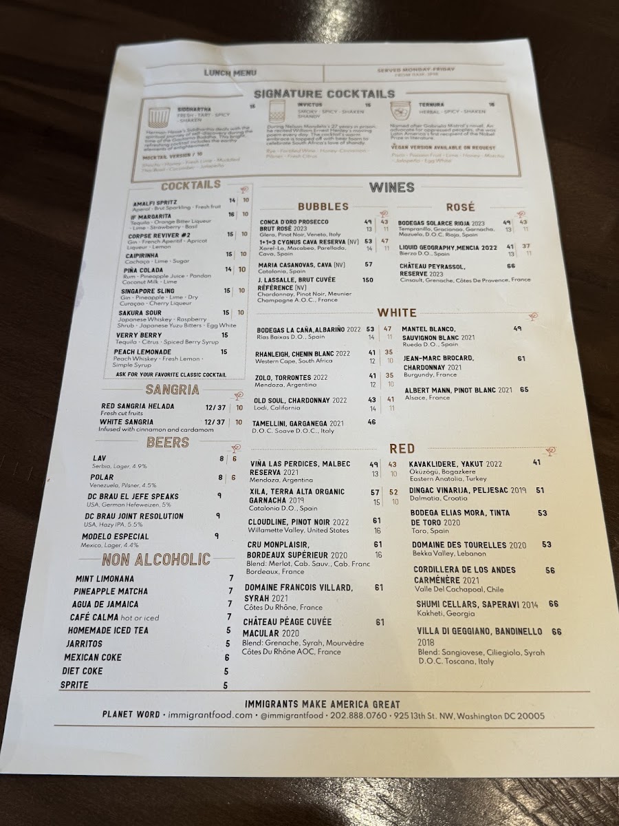 Menu Immigrant Food At Planet Word-5