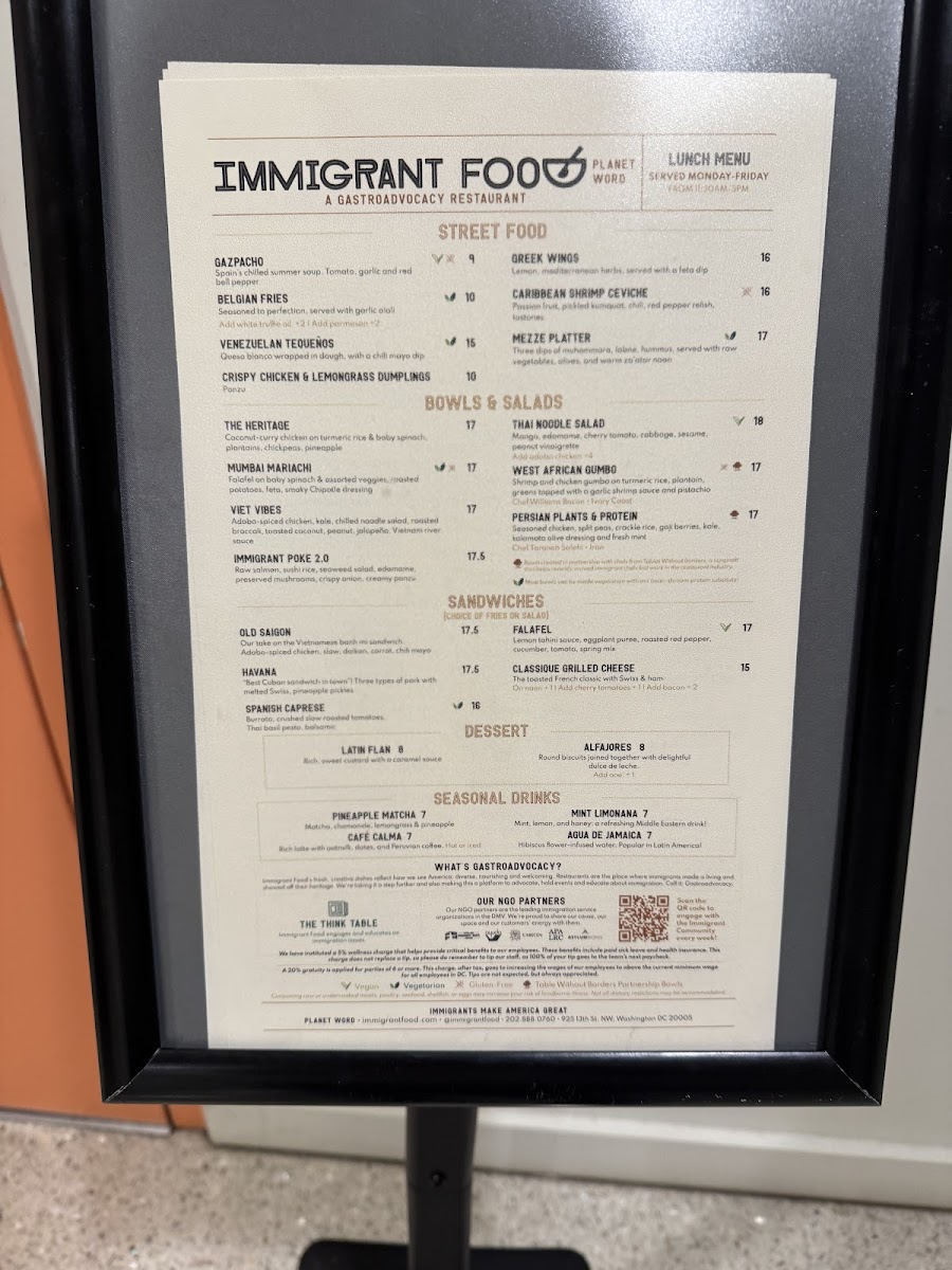 Menu Immigrant Food At Planet Word-9
