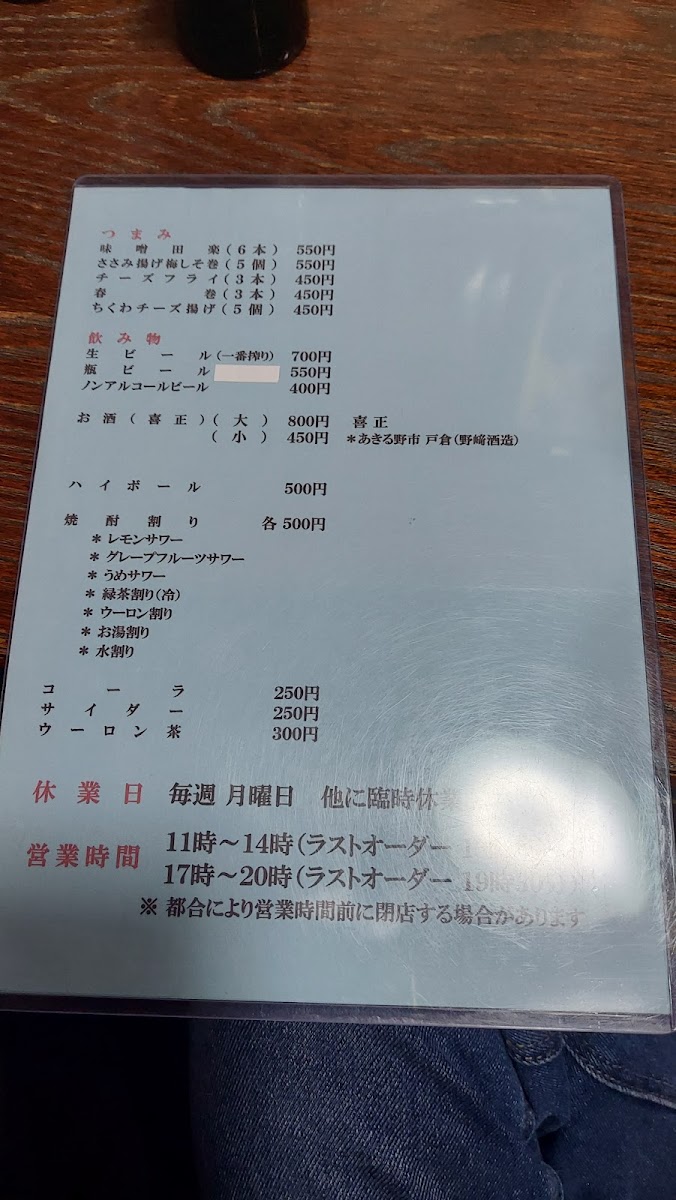 Menu Inahachi-9