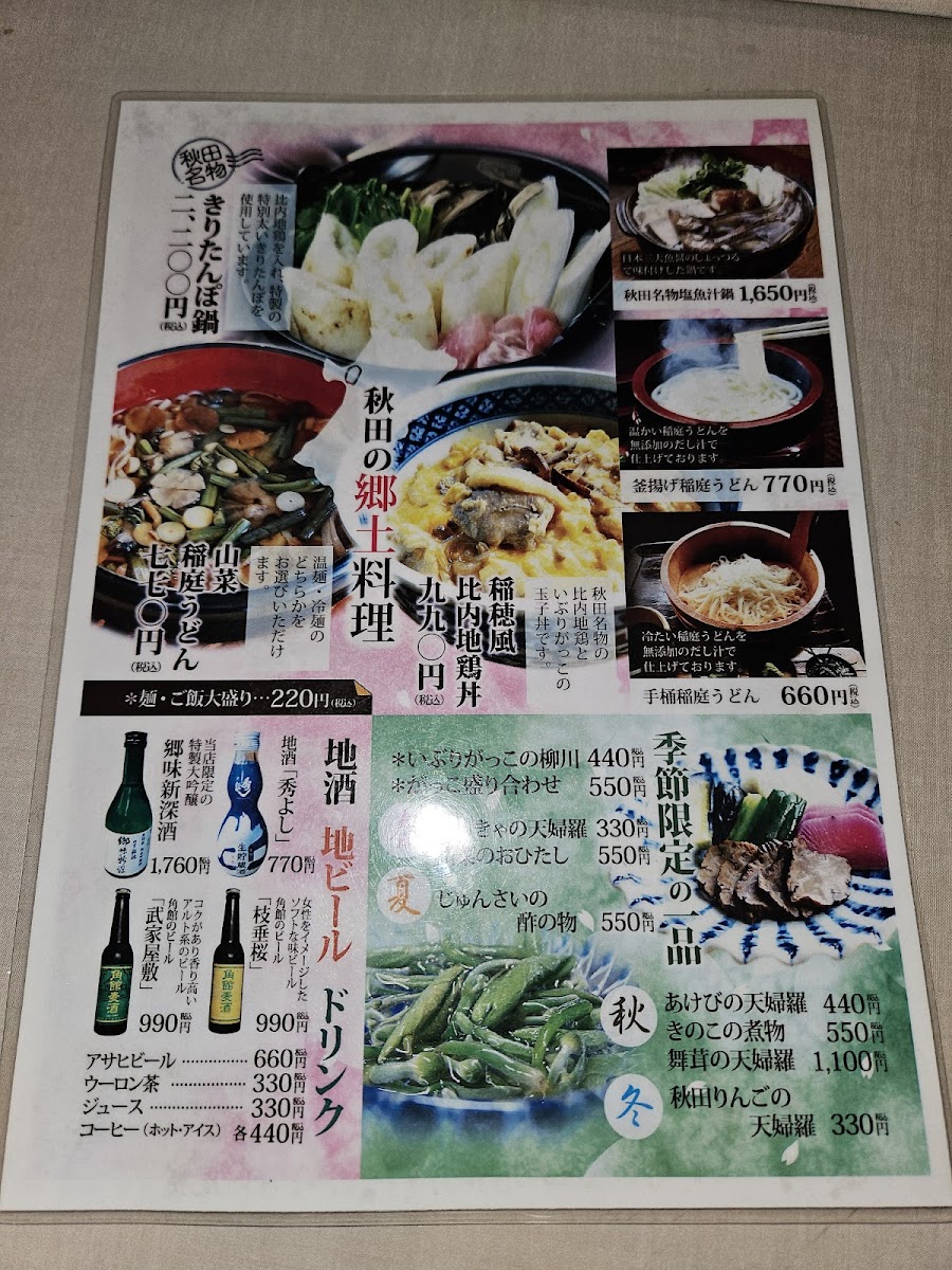 Menu Inaho-8