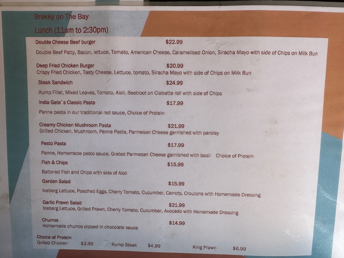 Menu India Gate On The Bay-1