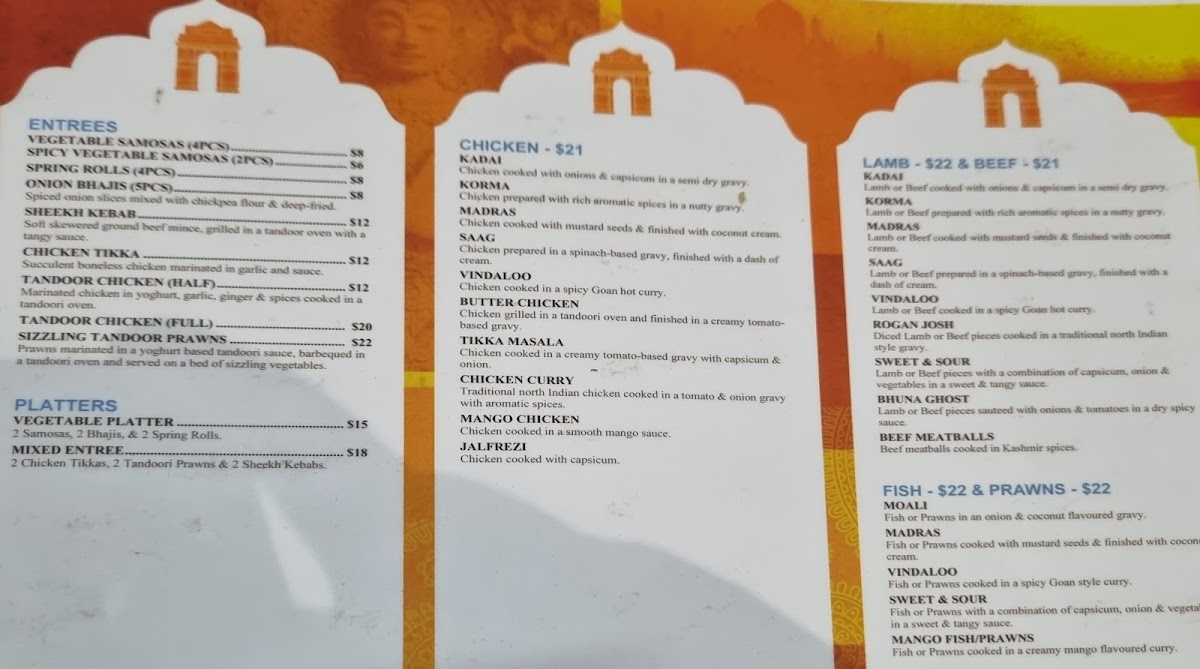 Menu India Gate On The Bay-2