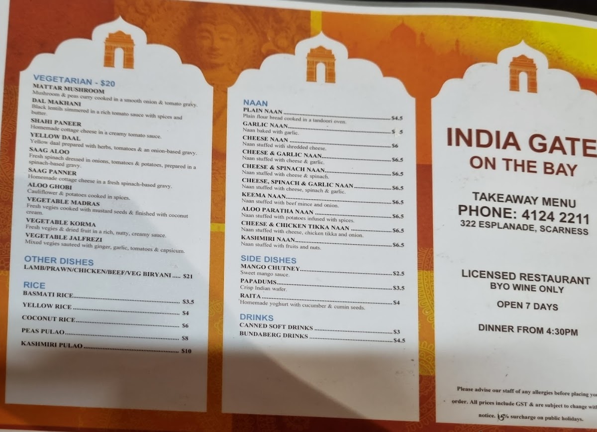 Menu India Gate On The Bay-3