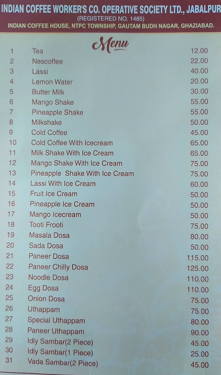 Menu Indian Coffee House-10