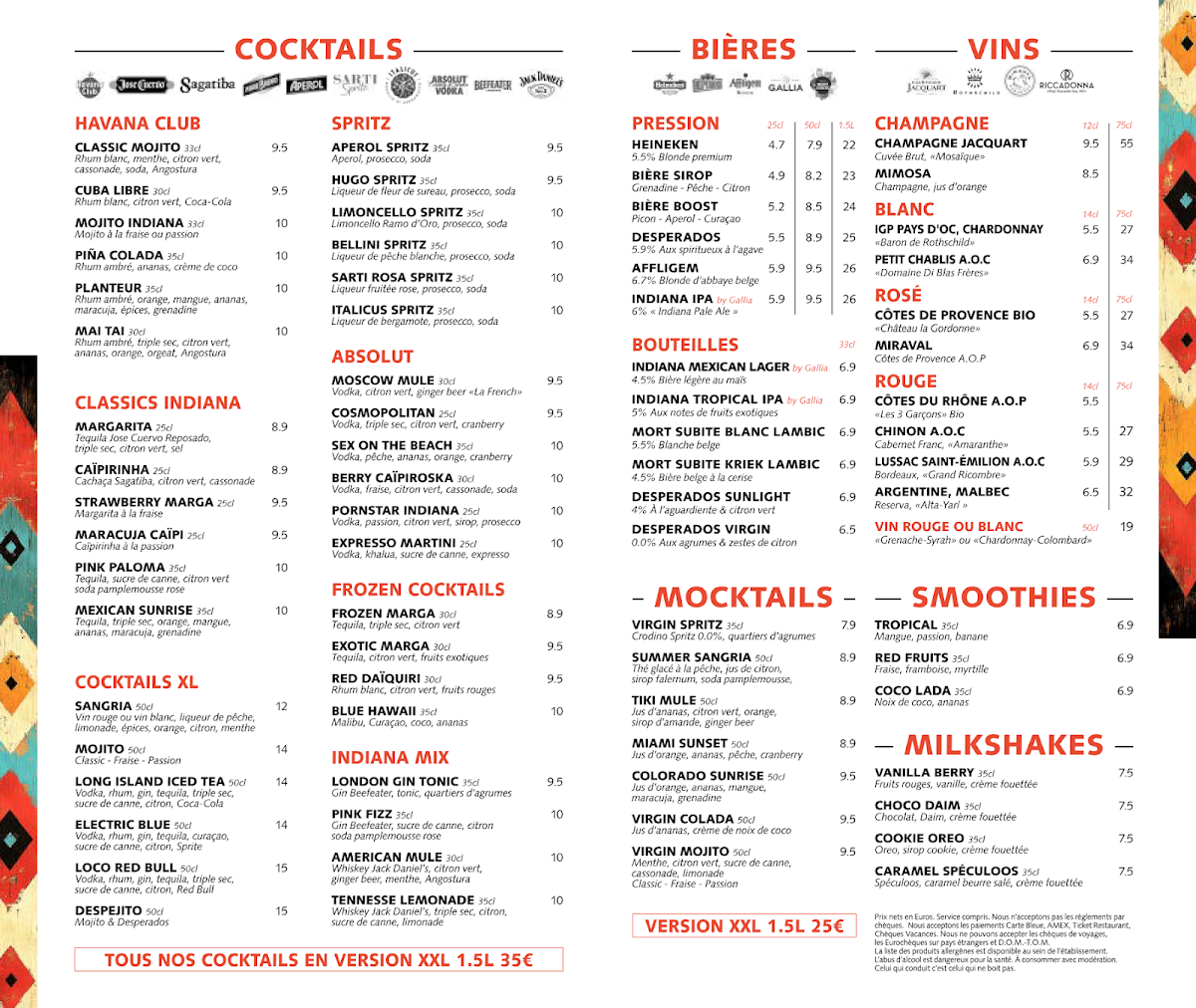 Menu Indiana Café - Les Halles-1