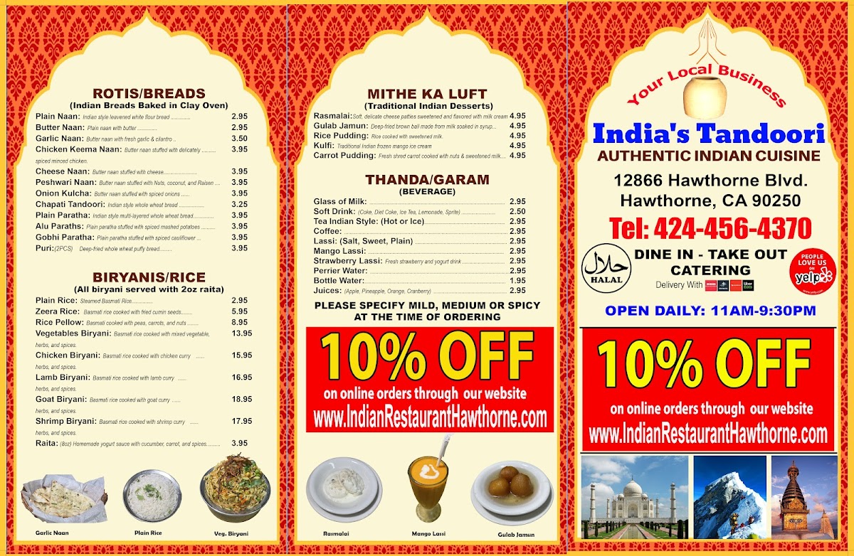 Menu India's Tandoori Halal Restaurant-2