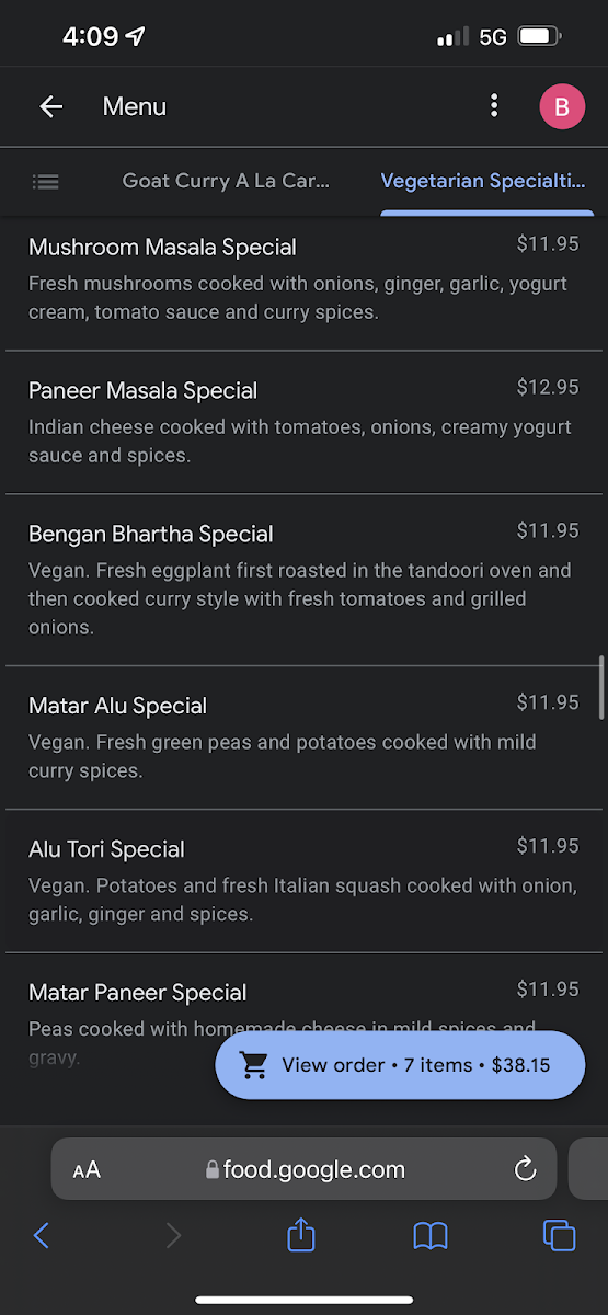 Menu India's Tandoori Halal Restaurant-7