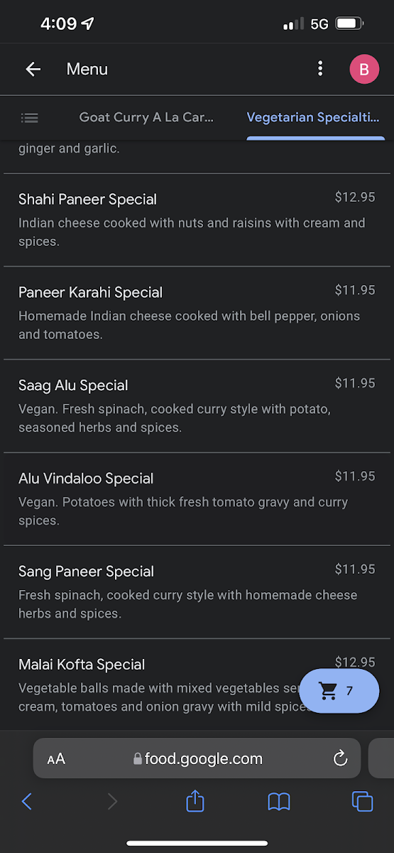 Menu India's Tandoori Halal Restaurant-8