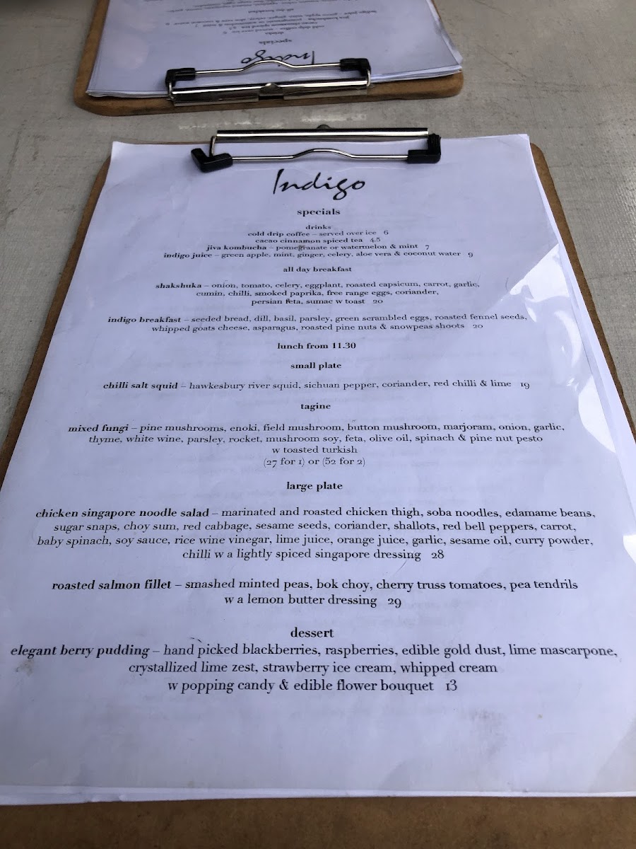 Menu Indigo Double Bay-8