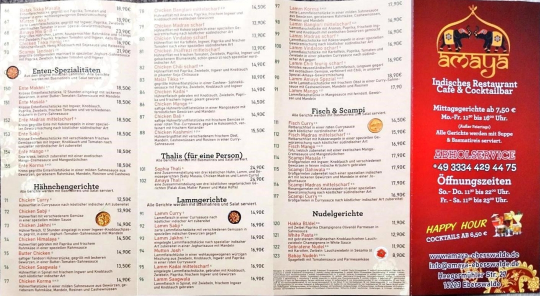 Menu Indisches Restaurant Amaya Eberswalde-4