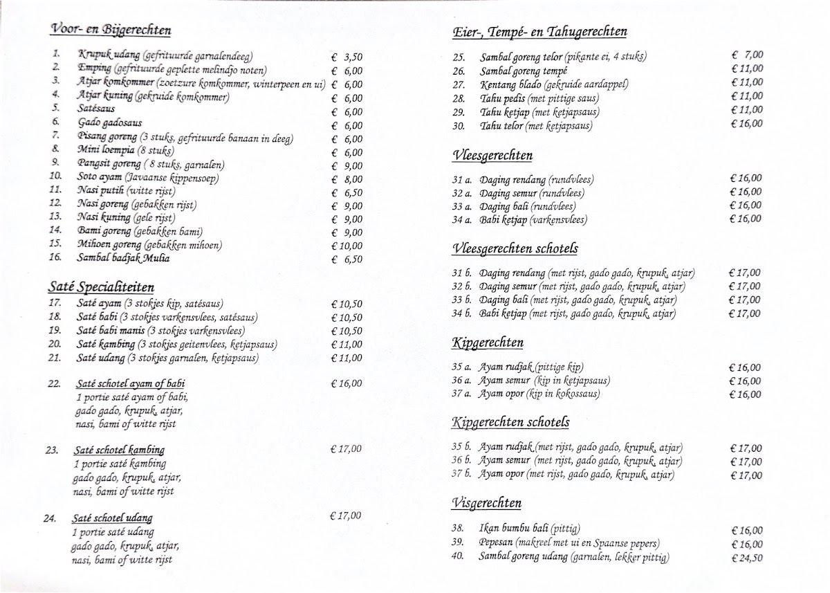 Menu Indonesisch Restaurant Mulia-2