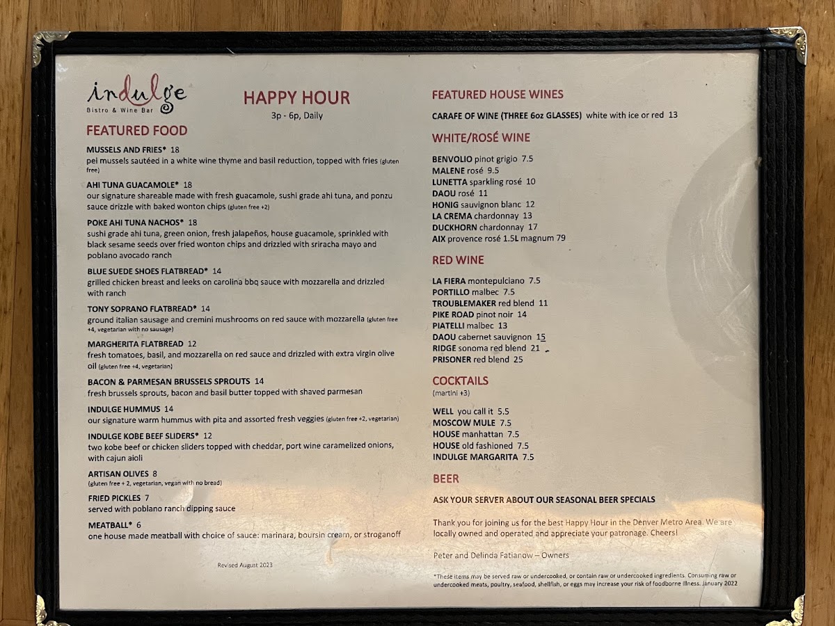 Menu Indulge Bistro & Wine Bar-4