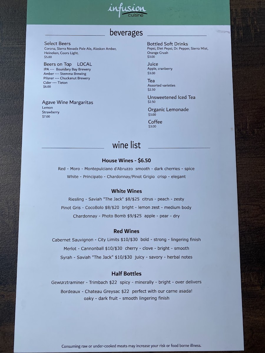 Menu Infusion Cuisine-1