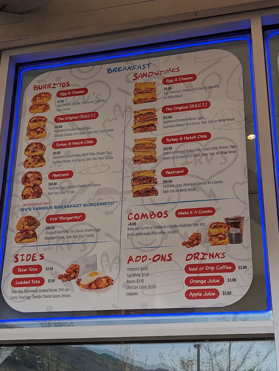 Menu Irv's Burgers-1