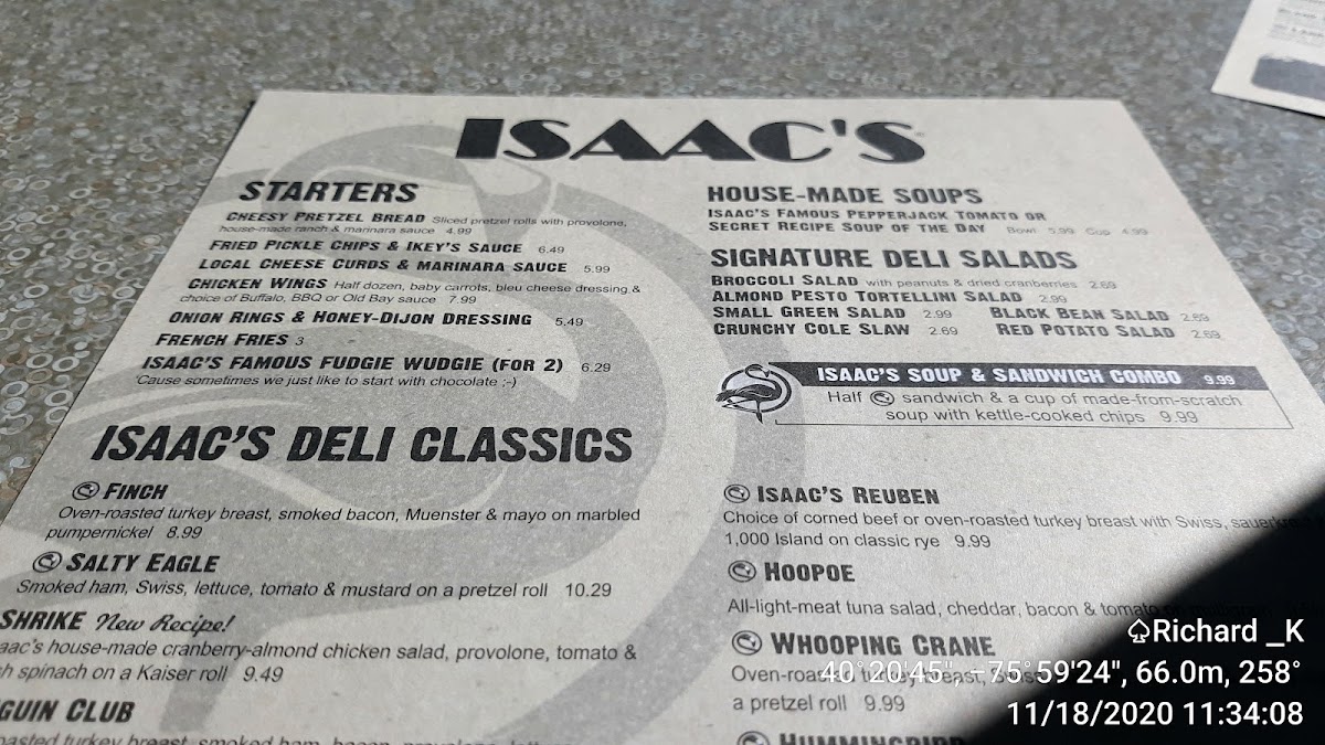 Menu Isaac's Craft Kitchen & Brewery - Wyomissing-9