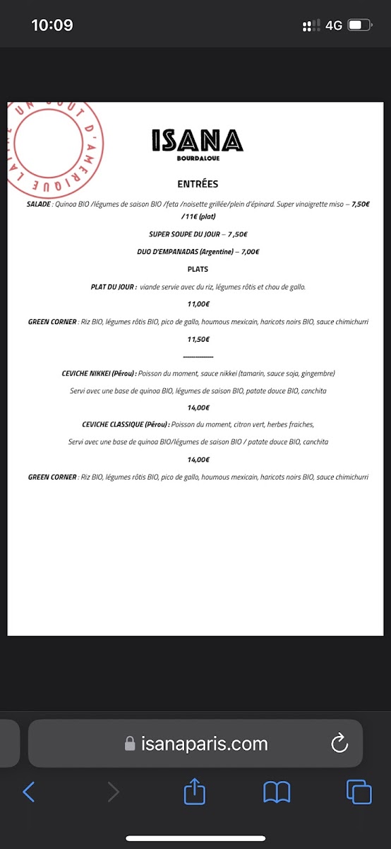 Menu Isana Paris-2
