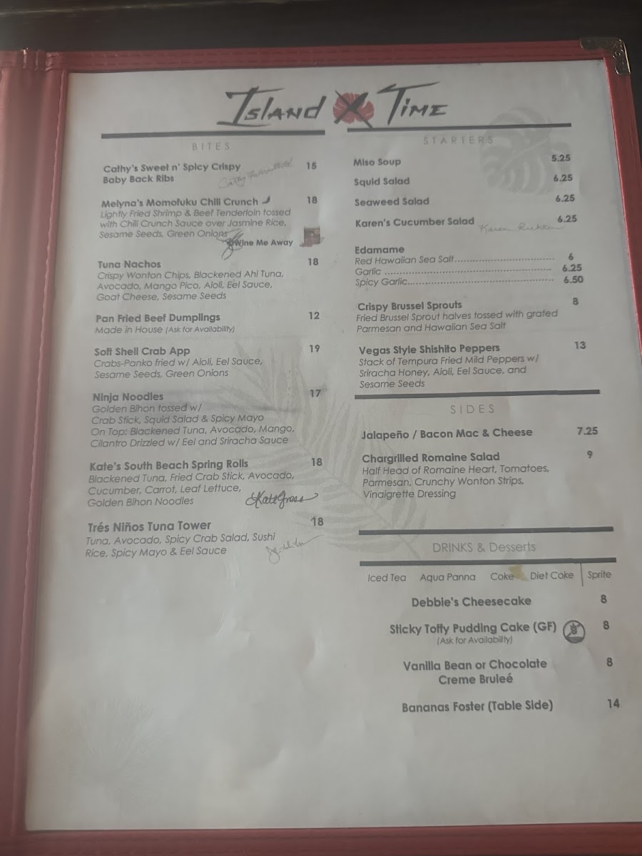 Menu Island Time Sushi Bar And Seafood Grill-5