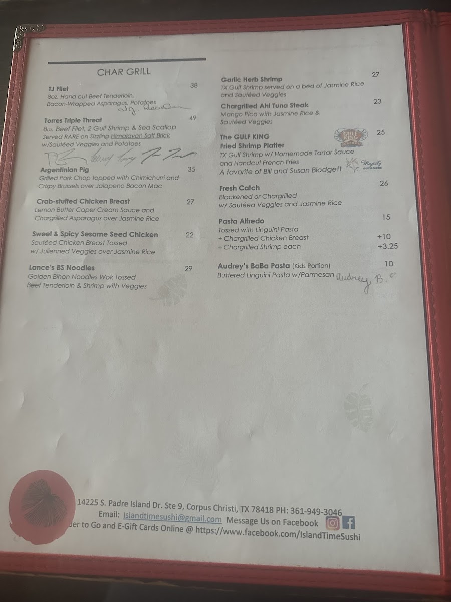 Menu Island Time Sushi Bar And Seafood Grill-7