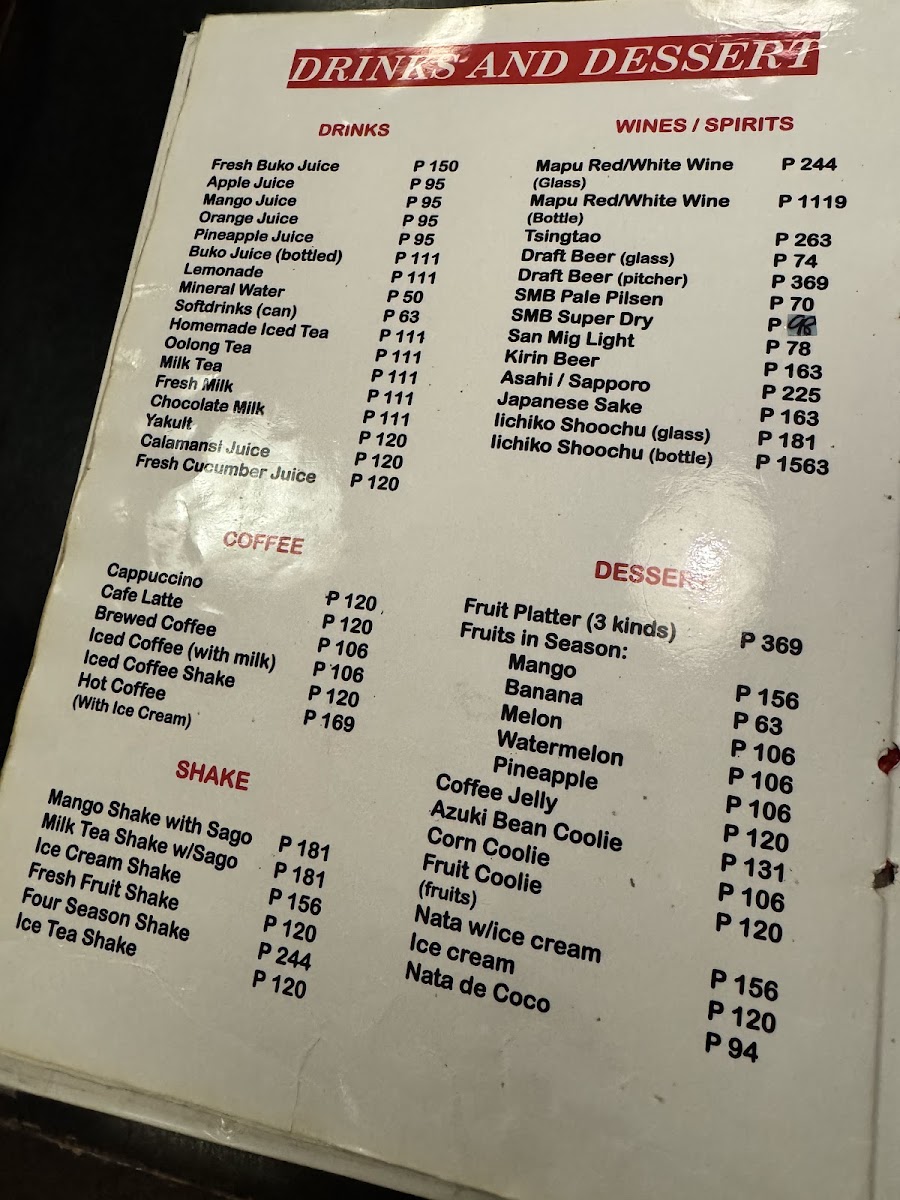 Menu Isshin-5