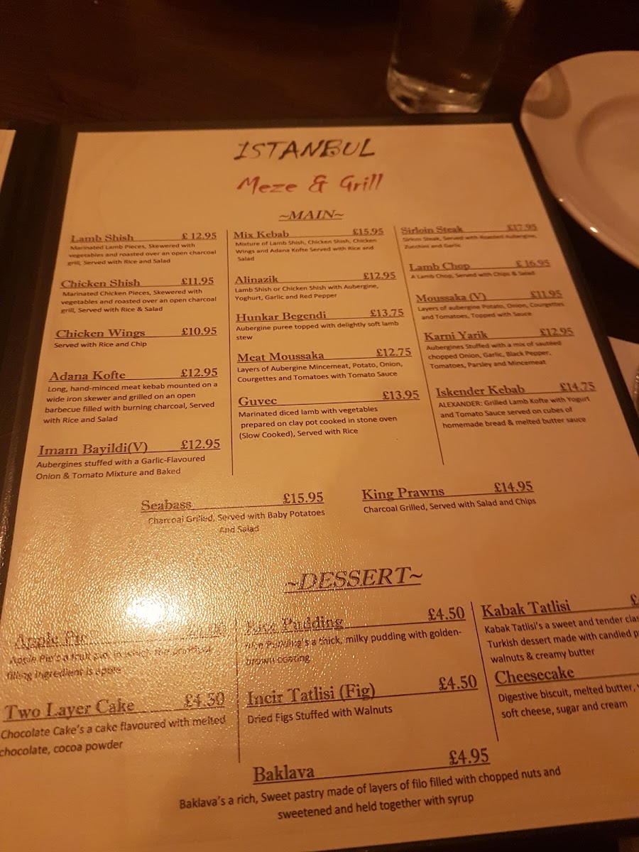 Menu Istanbul Meze & Grill Bar-7