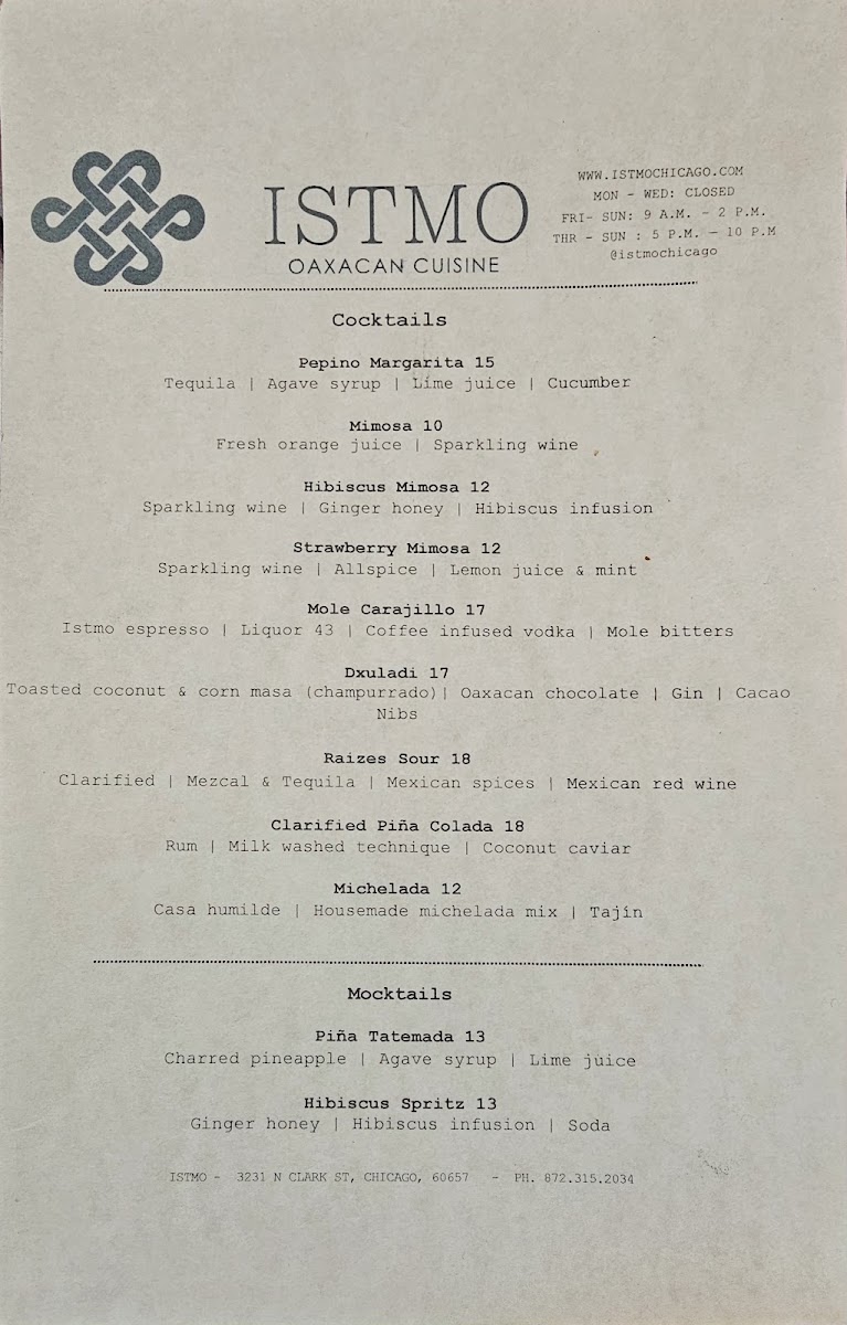 Menu Istmo Oaxacan Cuisine-2