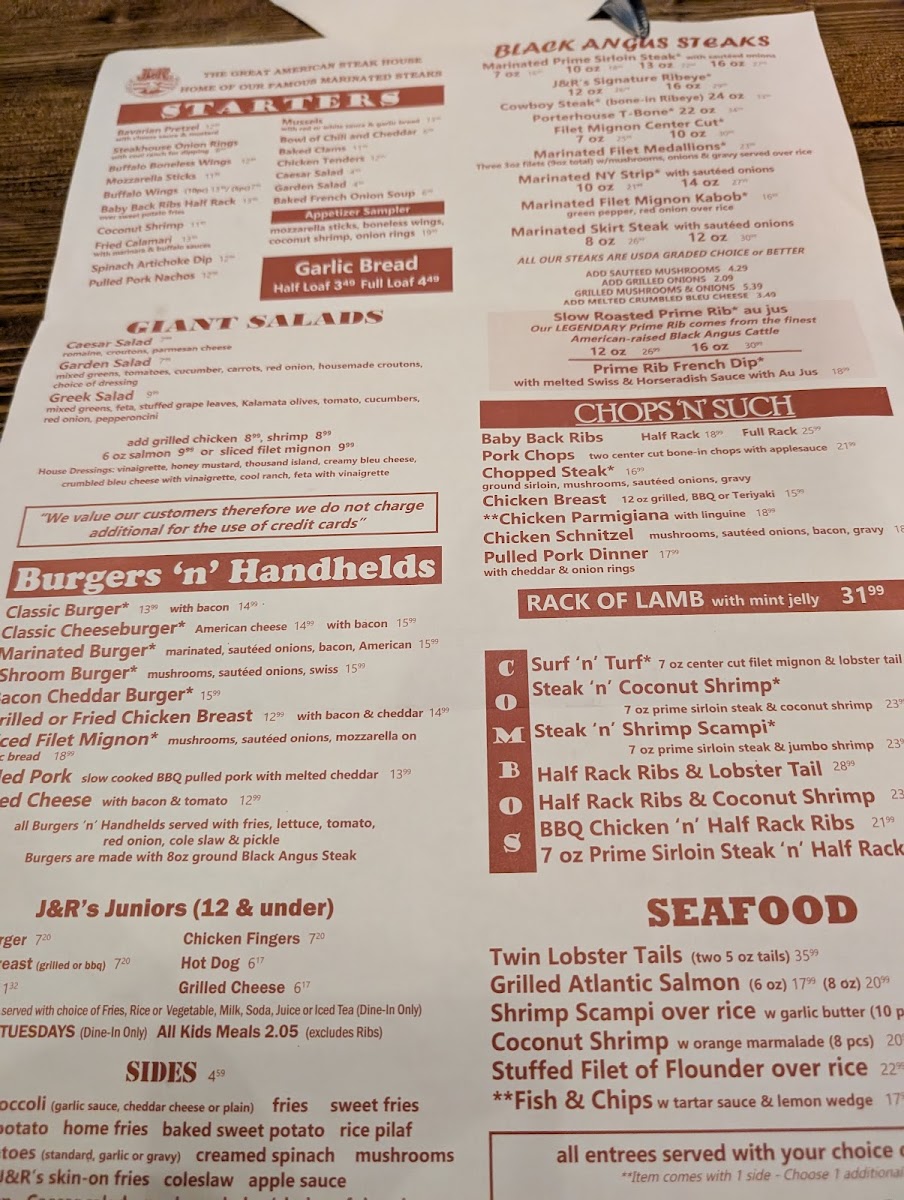 Menu J And R's Steakhouse-4