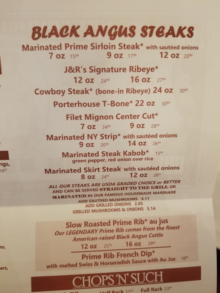 Menu J And R's Steakhouse-9