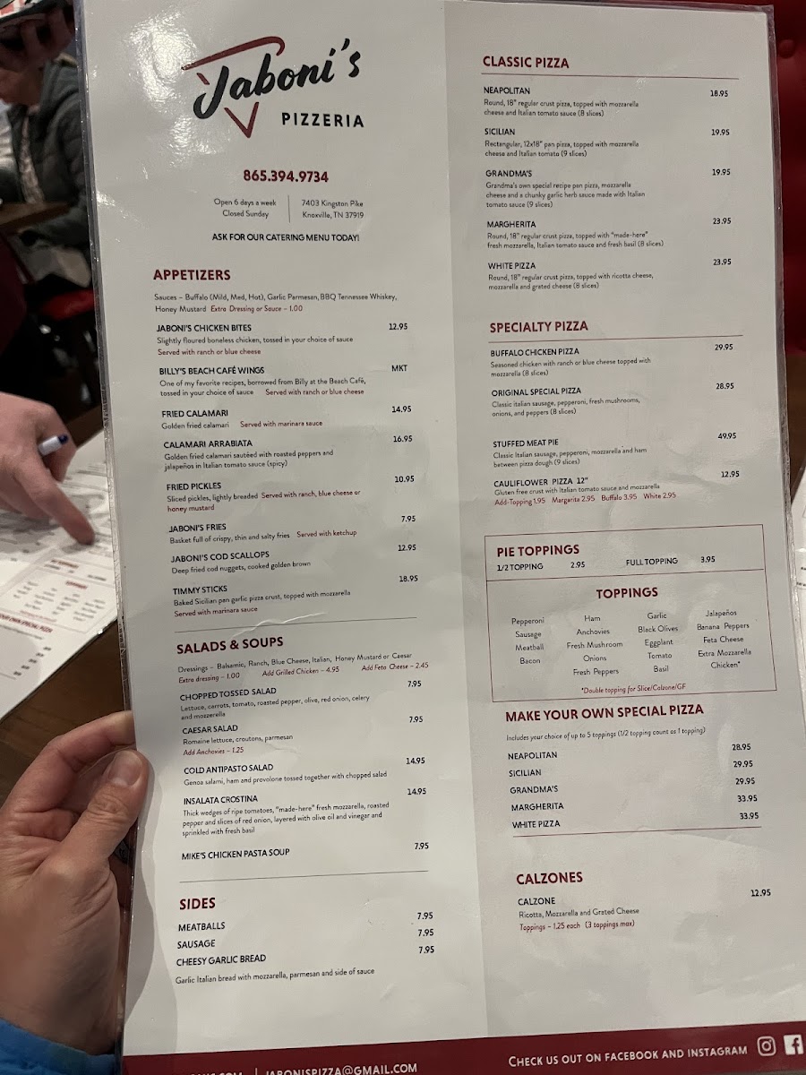 Menu Jaboni's Pizzeria Kingston Pike-5