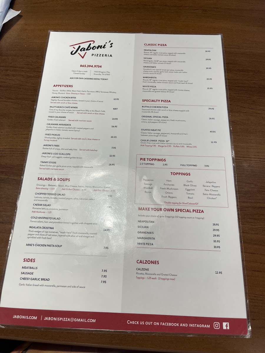 Menu Jaboni's Pizzeria Kingston Pike-7