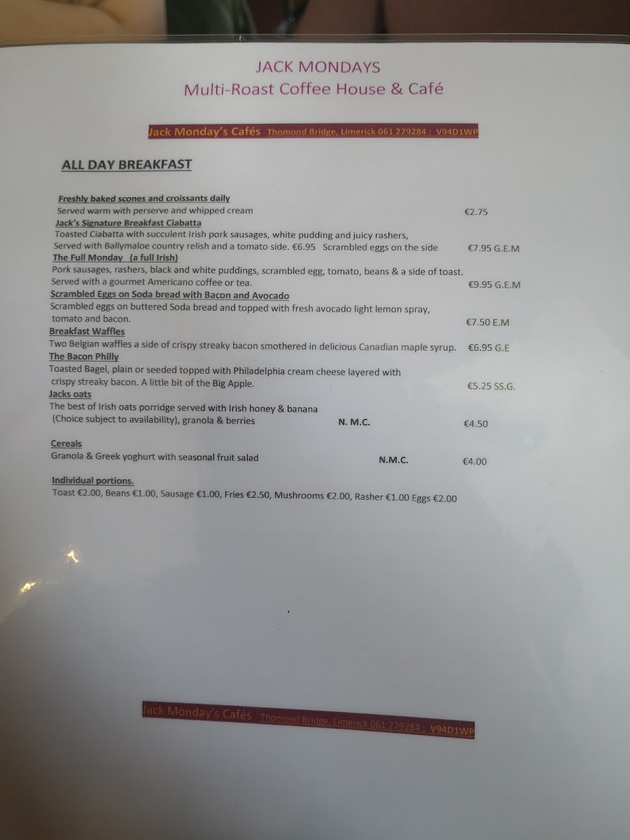 Menu Jack Monday's Coffee House-8