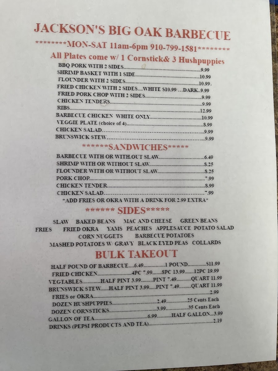 Menu Jackson's Big Oak Barbecue-6