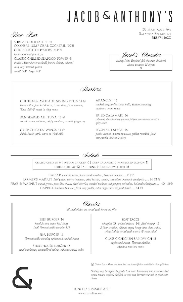 Menu Jacob & Anthony's American Grille-2