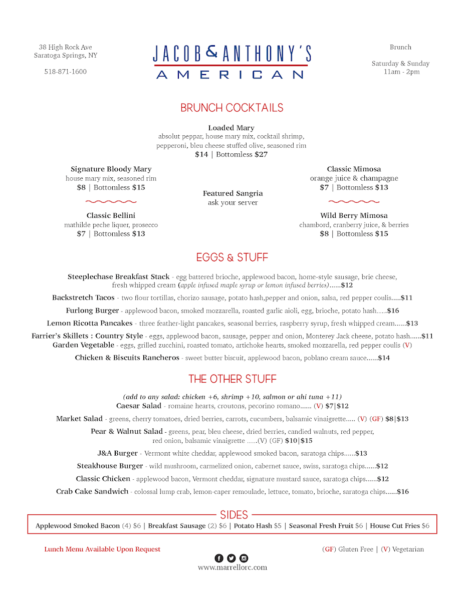 Menu Jacob & Anthony's American Grille-4