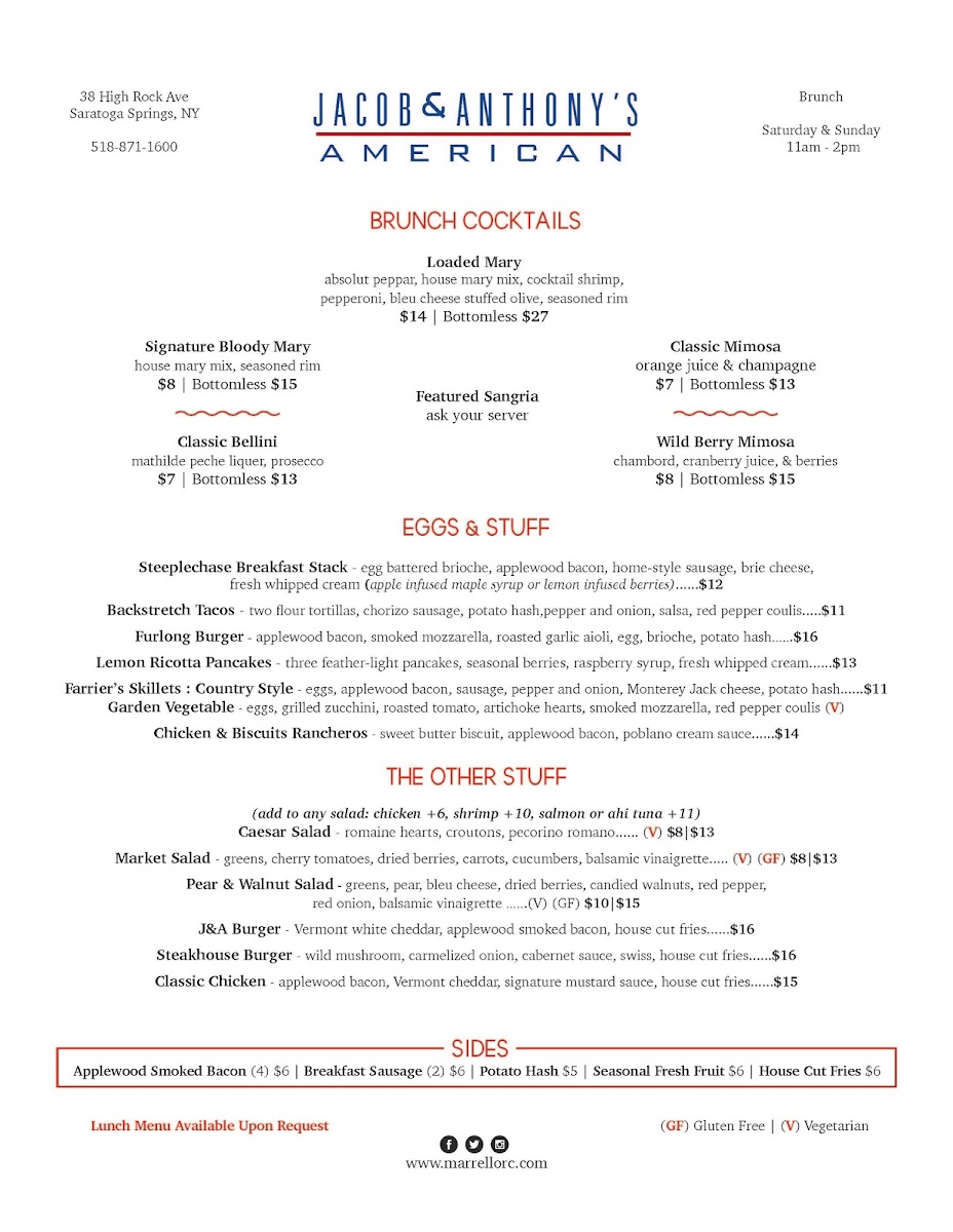 Menu Jacob & Anthony's American Grille-5
