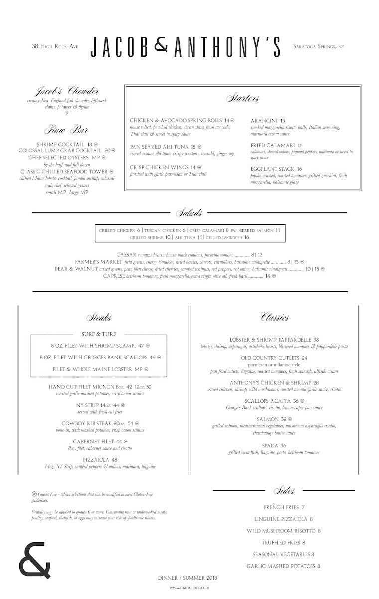 Menu Jacob & Anthony's American Grille-6