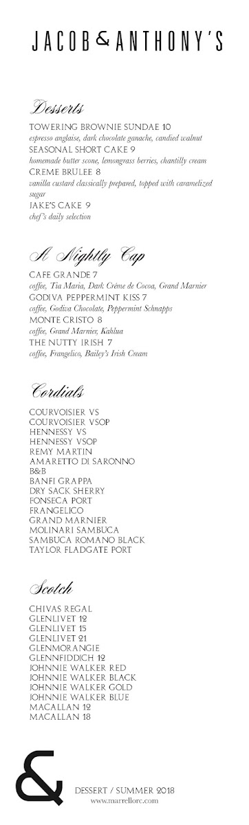 Menu Jacob & Anthony's American Grille-7