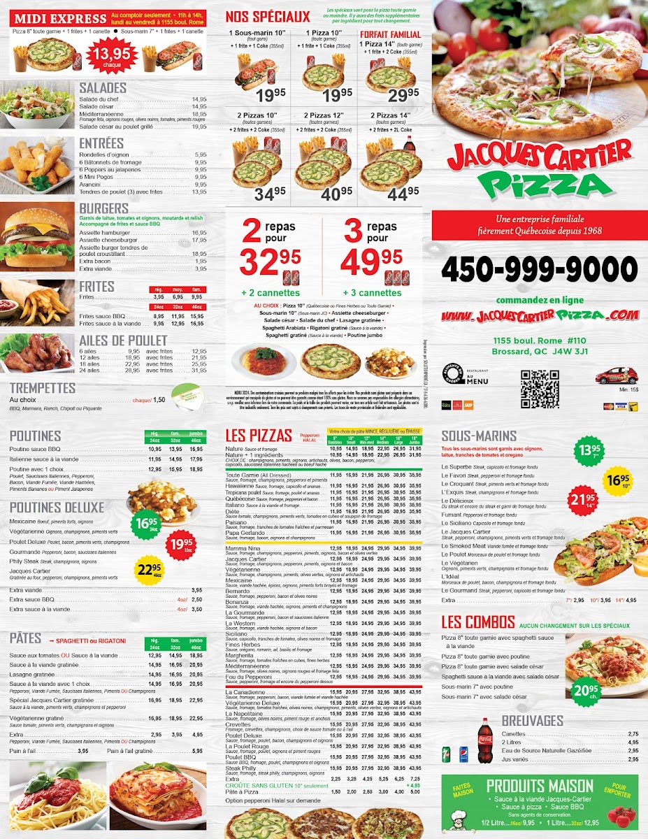 Menu Jacques Cartier Pizza - Boulevard Rome-1