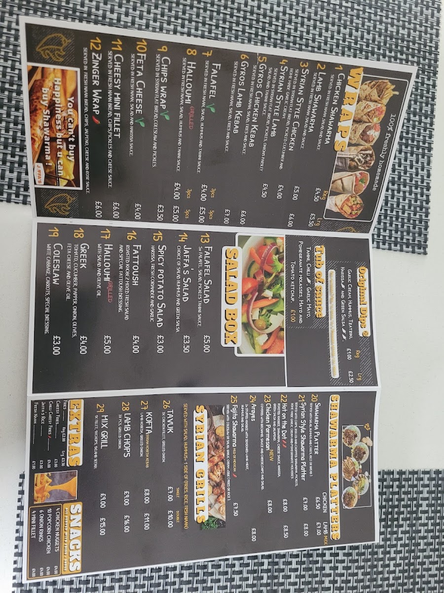 Menu Jaffa's Accrington-1