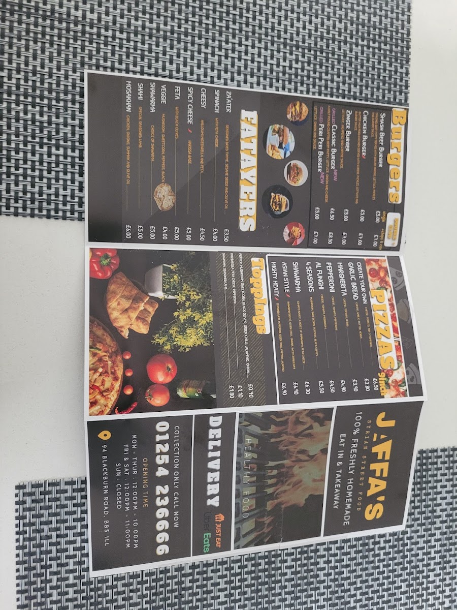Menu Jaffa's Accrington-2