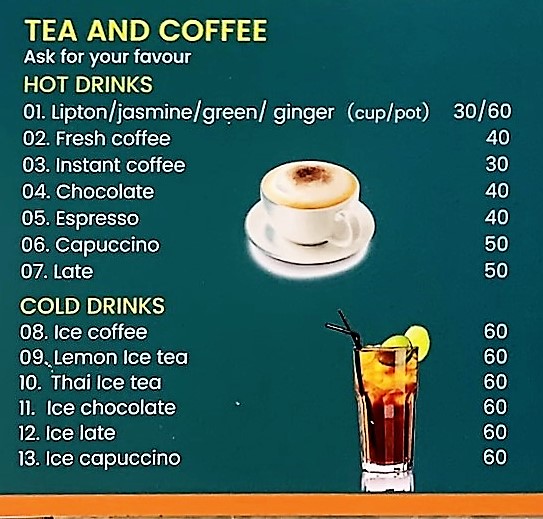 Menu Jai-Dee Home. Restaurant, Bar On The Beach.-4