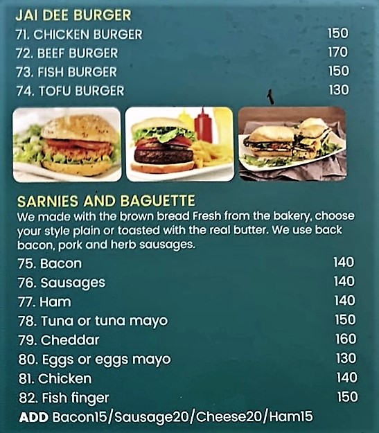 Menu Jai-Dee Home. Restaurant, Bar On The Beach.-5