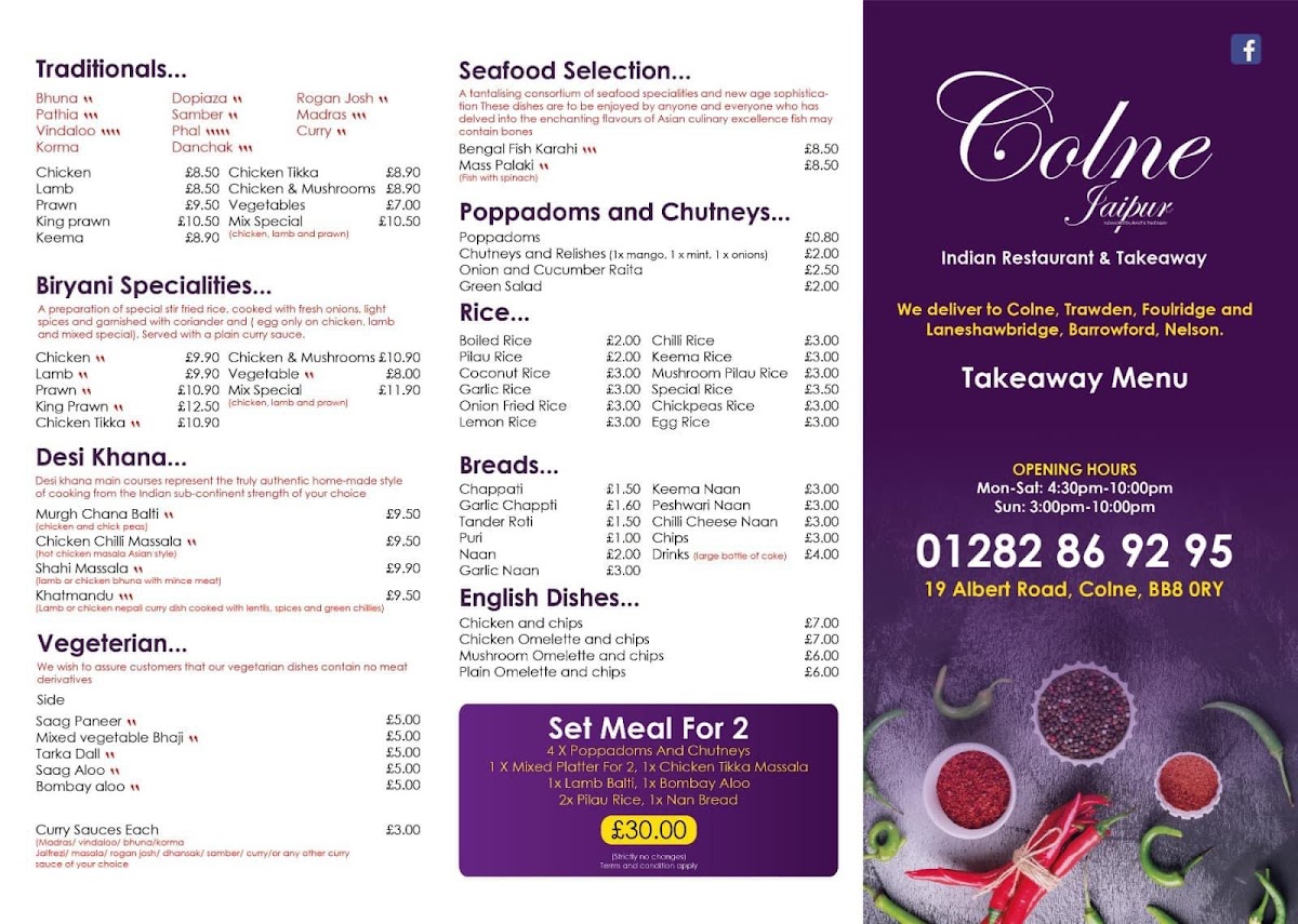 Menu Jaipur Indian Restaurant & Takeaway Colne-4
