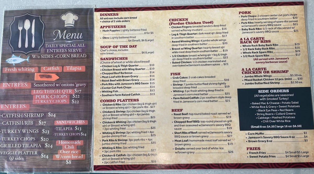 Menu Jameson's Southern Cooking-1