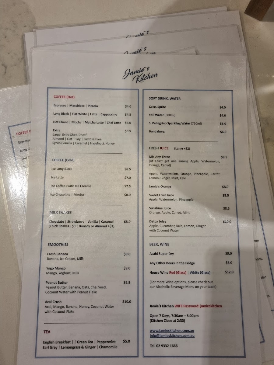 Menu Jamie's Kitchen, Darlinghurst Sydney-4